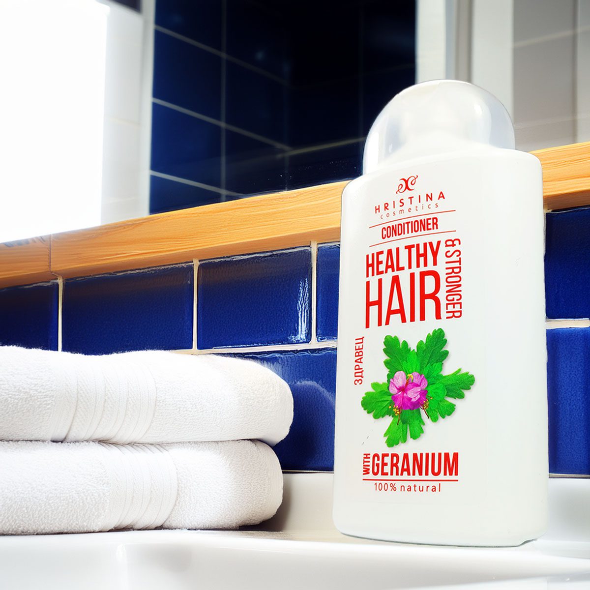 Balsam de păr cu extract de geranium pentru rezistența părului, 200 ml