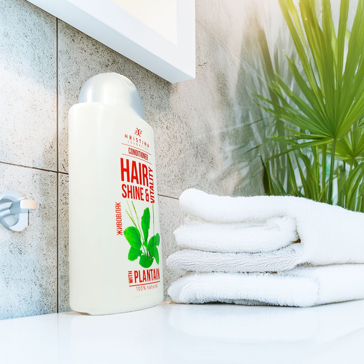 Balsam de păr cu extract de plantain pentru strălucirea părului, 200 ml