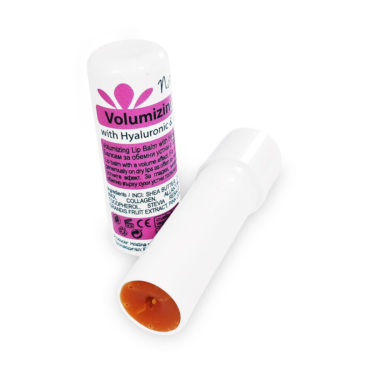 Balsam de buze pentru buze voluminoase cu acid hialuronic și colagen, 10 ml