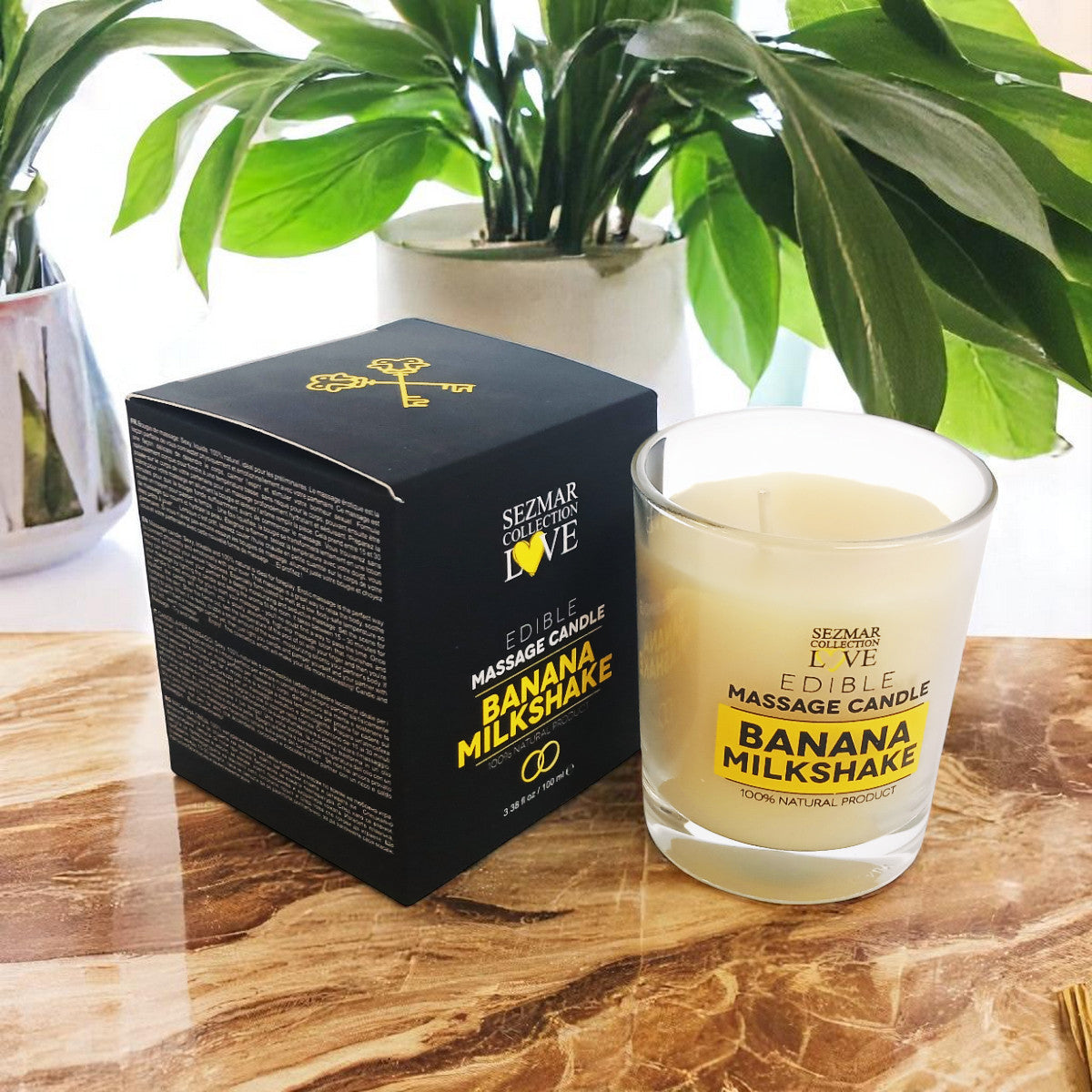 Lumânare de masaj Milkshake cu banane, 100 ml