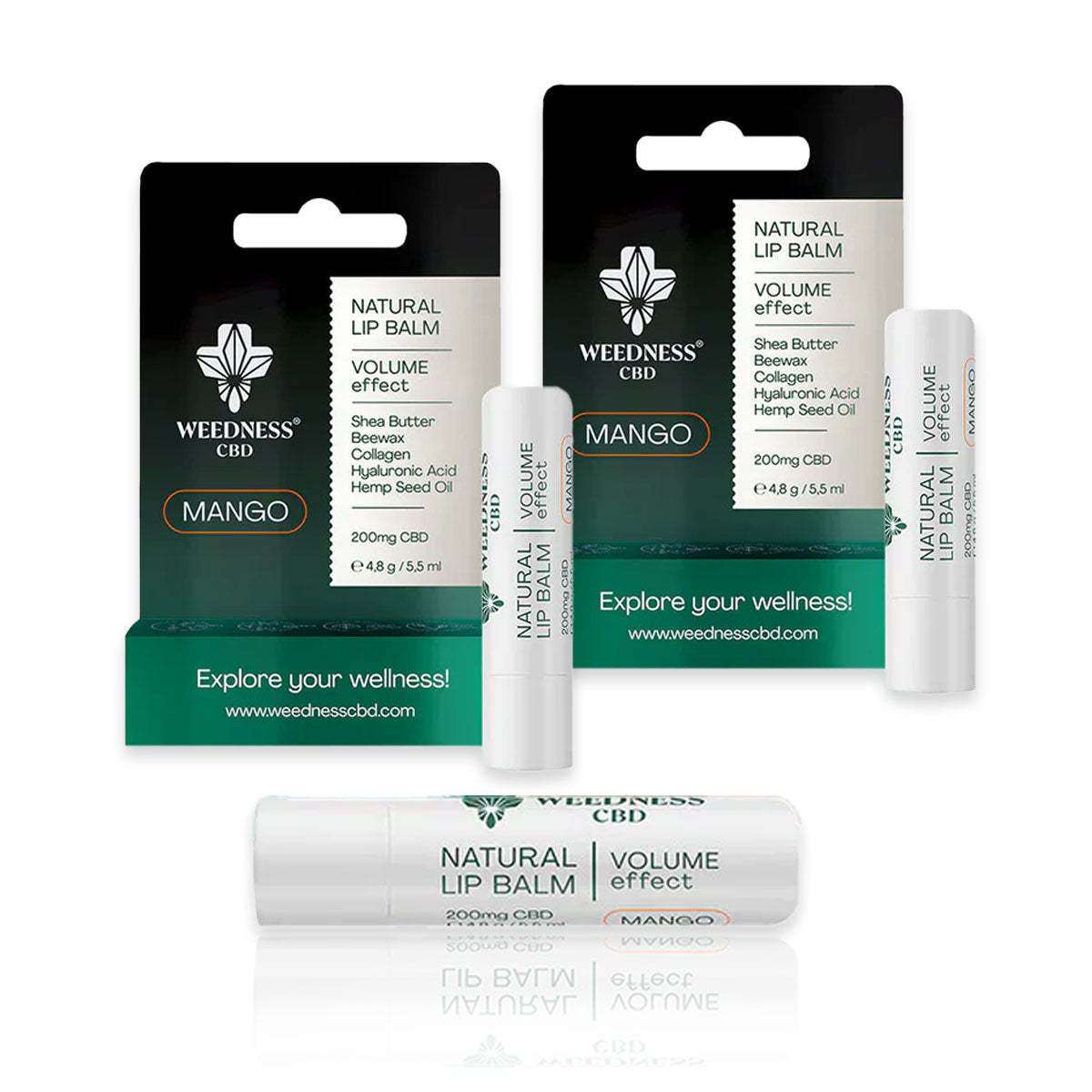 Bundle 1+1=3 "Natural Lip Balm with Volume Effect 4% CBD (Mango)"