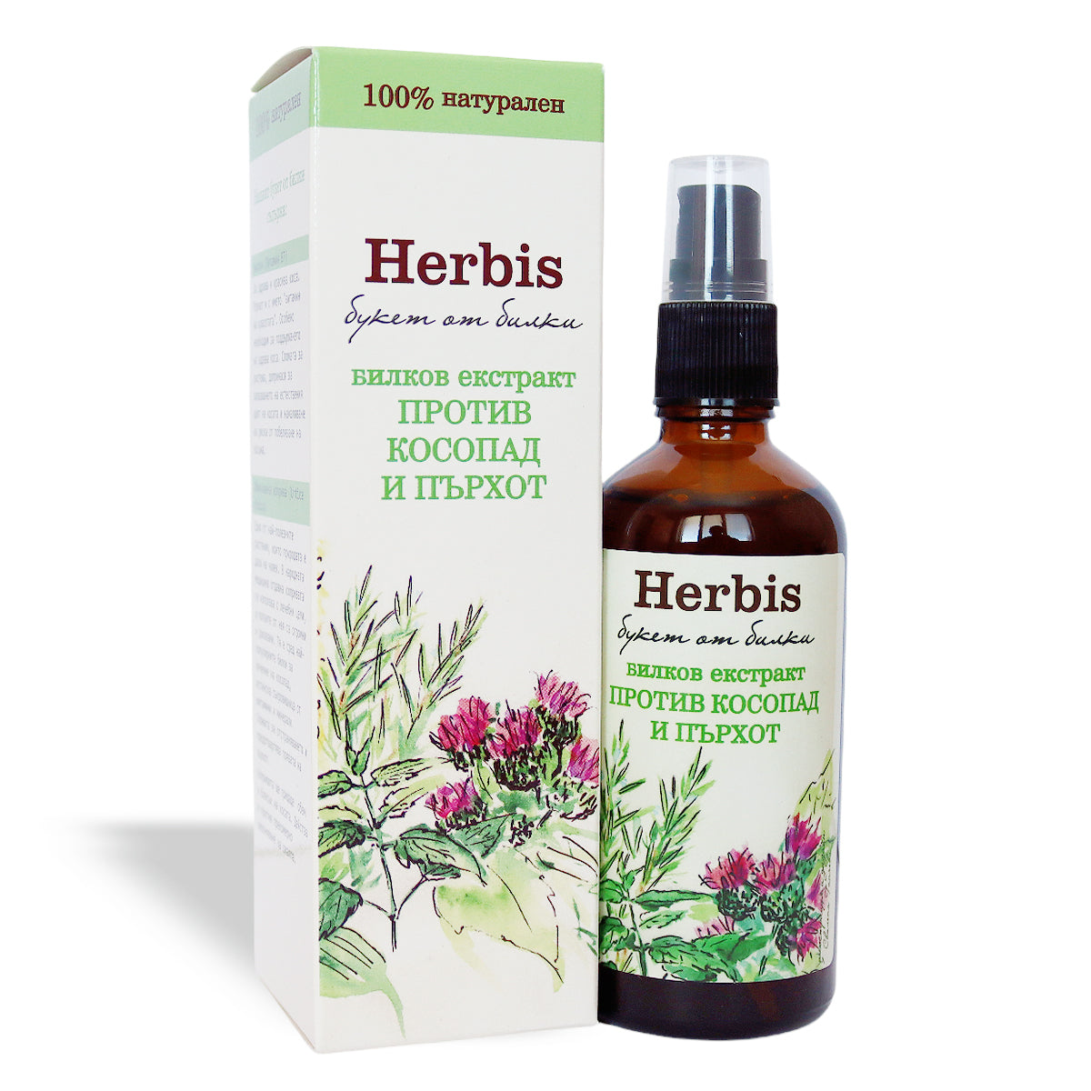 HERBIS Extract natural din plante împotriva căderii părului și a mătreții, 100 ml