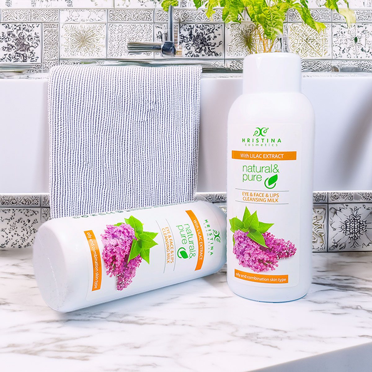 Lapte de toaletă pentru ochi, față și buze cu extract de liliac, 150 ml