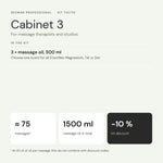 Cabinet 3 kit facts: contents, oil volume, number of massages and kit discount